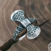 Viking Axe Ring in Sterling Silver with Helm of Awe. Handmade Norse Jewelry.