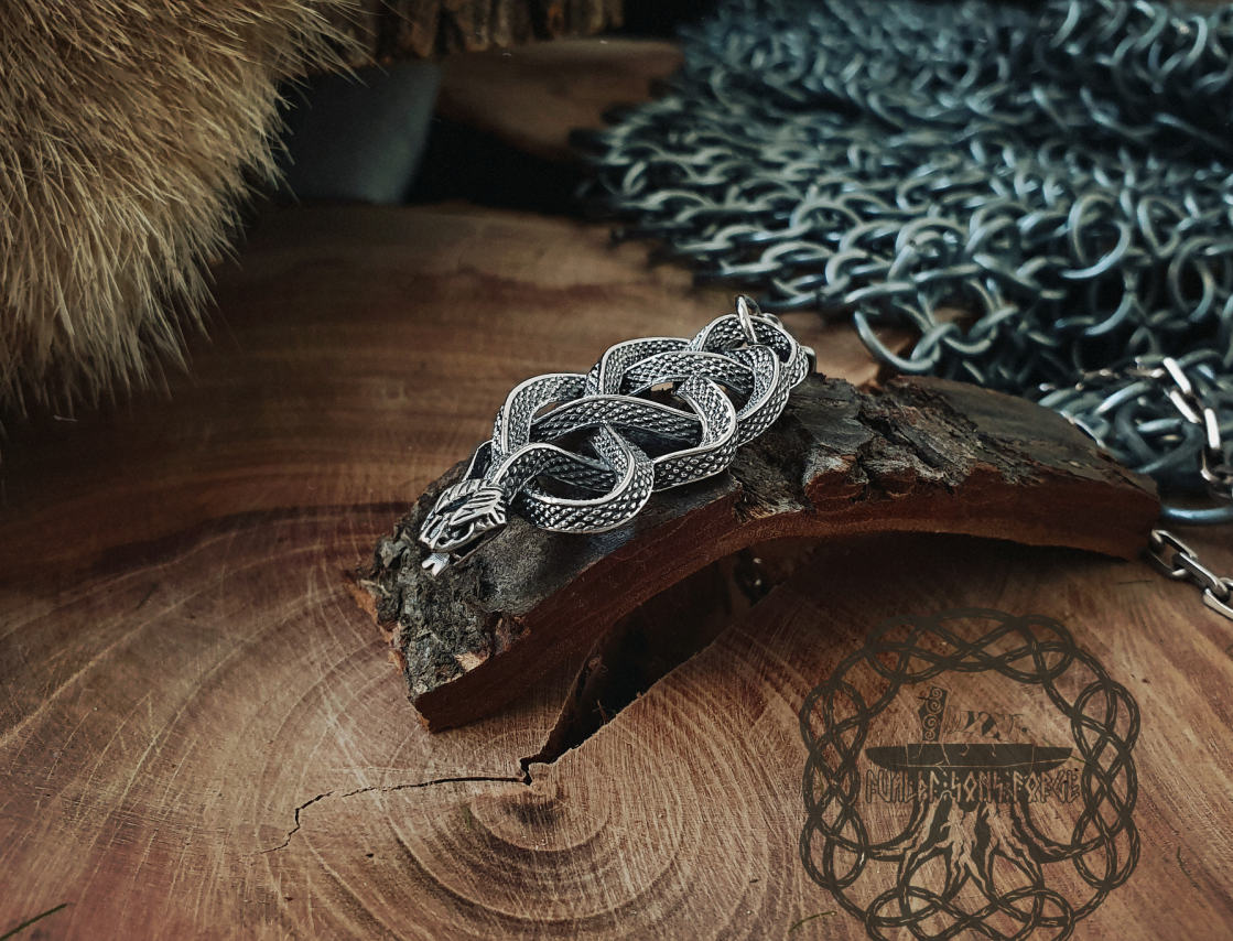 Handmade Sterling Silver Viper School Medallion. Witcher Snake Pendant.