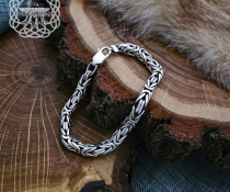 Sterling Silver Byzantine Viking Bracelet. Handcrafted Norse Jewelry.