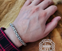 Sterling Silver Byzantine Viking Bracelet. Handcrafted Norse Jewelry.