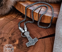 Sterling Silver Wolf Head Viking Chain. Gotland Replica Necklace.