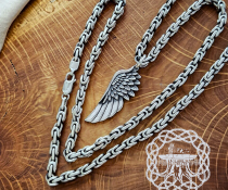 Handmade Sterling Silver Wing Necklace. Eagle Feather Pendant.