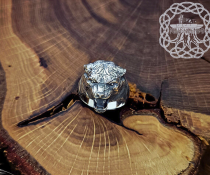 Sterling Silver Tiger Head Ring. Handmade Animal Jewelry.