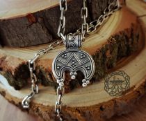 Handmade Sterling Silver Viking Lunula Necklace. Womens Amulet Pendant.