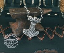 Norse Viking Mjolnir Pendant. Sterling Silver Thor Hammer Necklace.
