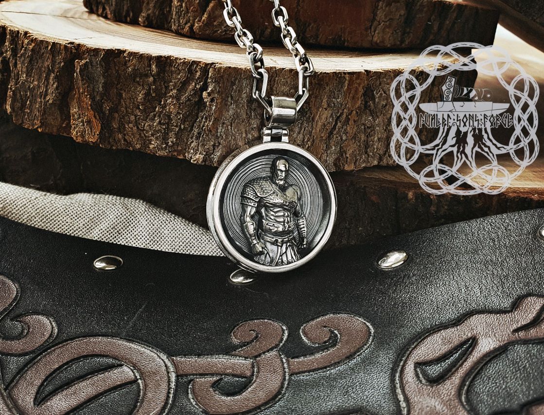 Handmade Sterling Silver Kratos Pendant. God of War Necklace.