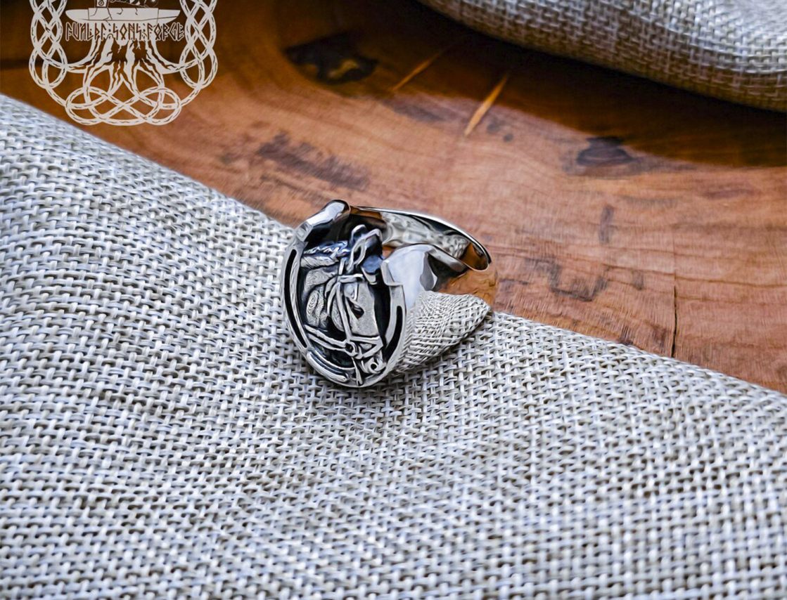 Sterling Silver Horse Ring. Handmade Lucky Horseshoe Jewelry.