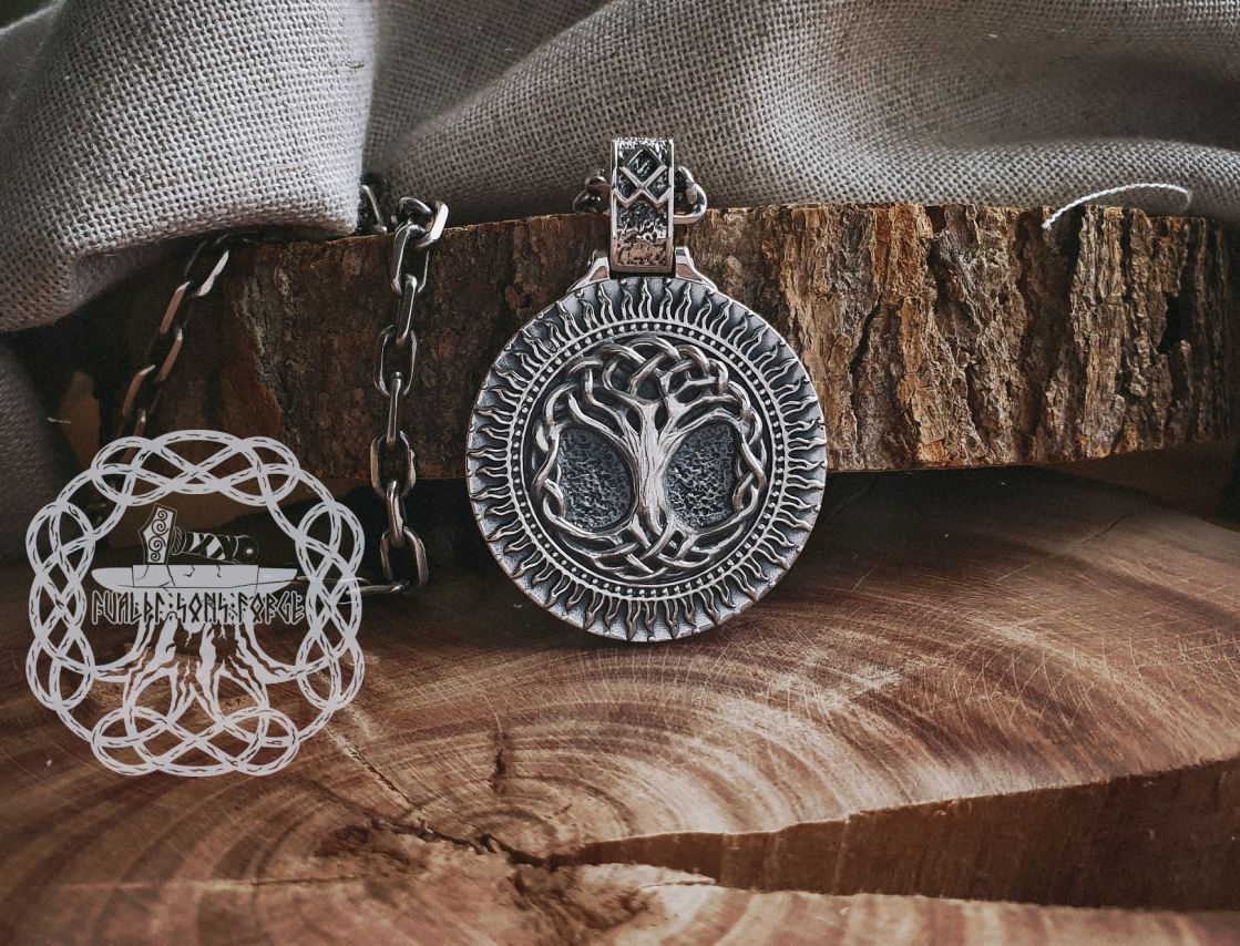 Handmade Sterling Silver Yggdrasil Pendant. Norse Viking World Tree Necklace.