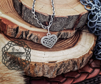 Sterling Silver Celtic Knot Heart Necklace. Womens Pendant Jewelry.