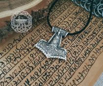 Viking Mjolnir Pendant. Sterling Silver Thor Hammer Necklace.