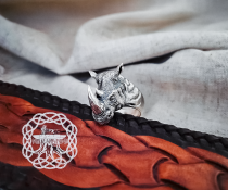 Handmade Sterling Silver Rhinoceros Head Ring. Biker Animal Jewelry.