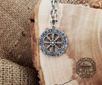 Handmade Sterling Silver Helm of Awe Pendant. Viking Aegishjalmur Necklace.