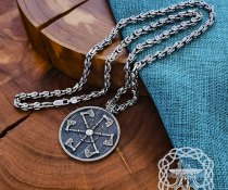 Handmade Sterling Silver Shield Pendant. Viking Axe Necklace.