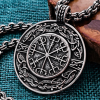 Handmade Sterling Silver Viking Vegvisir Pendant. Urnes Style Necklace.
