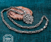 Handmade Sterling Silver Loki Mask Pendant. Viking Replica from Gnezdovo.