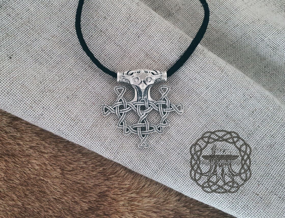 Viking Mjolnir Necklace Replica from Hiddensee. Sterling Silver Thor Hammer Pendant.