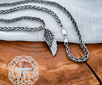 Handmade Sterling Silver Wing Necklace. Eagle Feather Pendant.