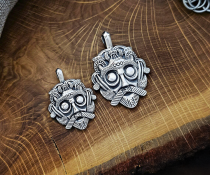 Handmade Sterling Silver Loki Mask Pendant. Viking Replica from Gnezdovo.
