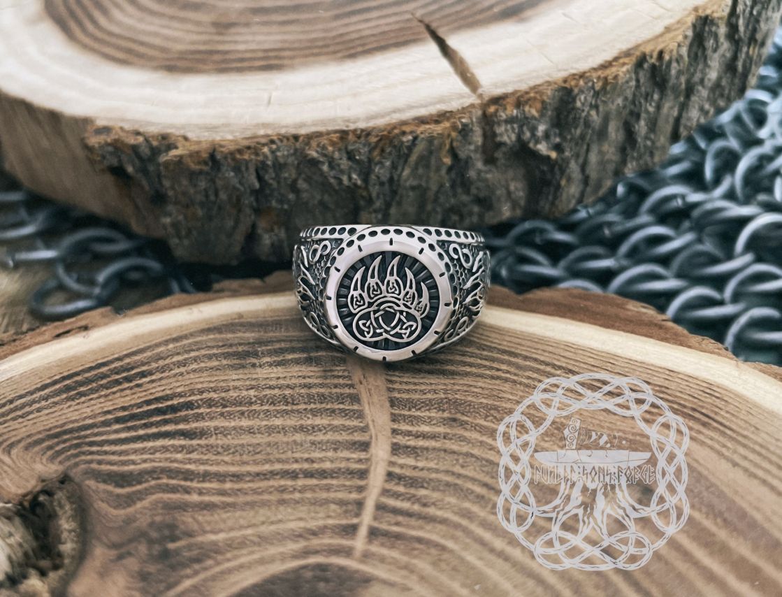 Sterling Silver Viking Bear Paw Ring. Handmade Berserker Design.