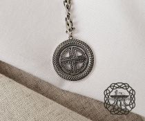 Handmade Sterling Silver Viking Shield Knot Pendant Necklace