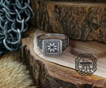 Handmade Sterling Silver Alatyr Ring. Norse Jewelry.