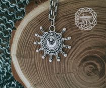 Handmade Sterling Silver Viking Lunula Pendant. Norse Jewelry Necklace.