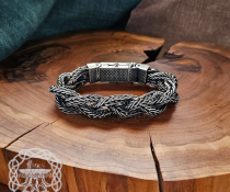 Handmade Sterling Silver Viking Bracelet. Featuring Mammen Style Cammin Casket Ornament.