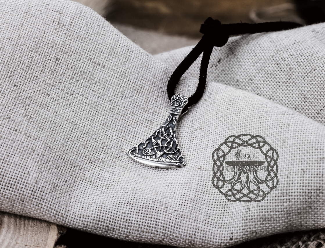 Handmade Sterling Silver Viking Axe Pendant. Mammen Style Necklace.