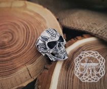 Handmade Sterling Silver Skull Ring. Biker Style Jewelry.