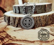 Handmade Sterling Silver Viking Shield Knot Pendant Necklace