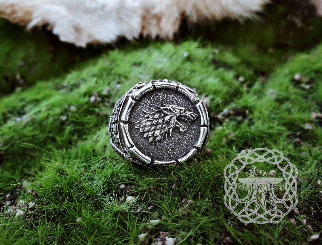 House Stark Ring, Game of Thrones Jewelry, Game of Thrones Ring, Sterling Silver Wolf Ring, House Stark Winter is Coming Ring