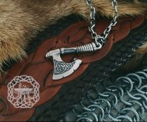 Handmade Sterling Silver Viking Axe Pendant. Norse Battle Axe Necklace.