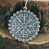 Handmade Sterling Silver Vegvisir Pendant. Runic Compass Viking Necklace.