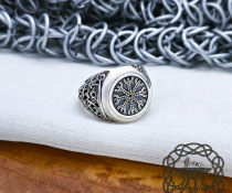 Sterling Silver Helm of Awe Ring. Artisan Viking Jewelry.