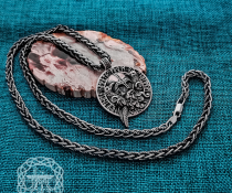Handmade Sterling Silver Odin Necklace. Viking Raven Design.
