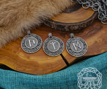 Handmade Sterling Silver Viking Rune Necklace. Urnes Style Pendant.