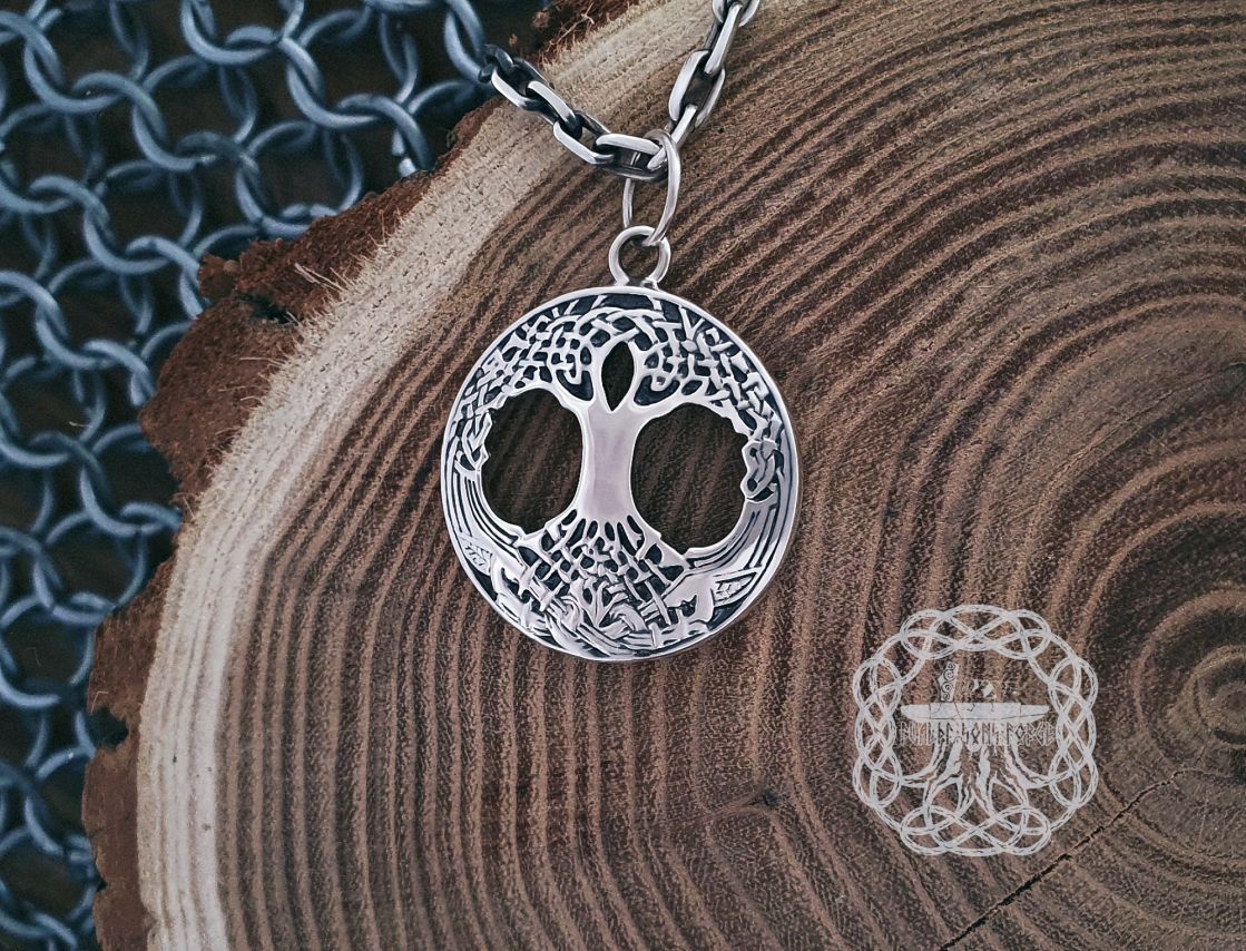 Handmade Sterling Silver Yggdrasil Pendant. Norse Viking Tree of Life Necklace.