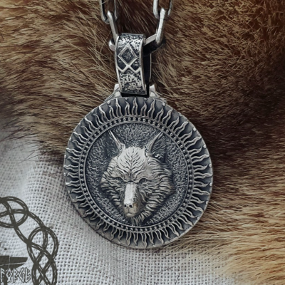 Handmade Sterling Silver Wolf Pendant. Norse Viking Necklace.