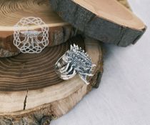 Sterling Silver Predator Ring. Unmasked Alien Design.