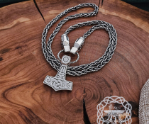 Sterling Silver Wolf Head Filigree Viking Chain. Gotland Replica Necklace.