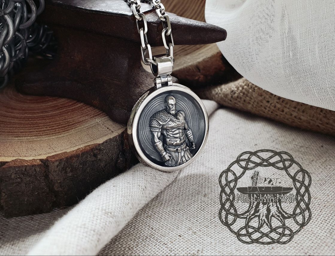 Handmade Sterling Silver Kratos Pendant. God of War Necklace.