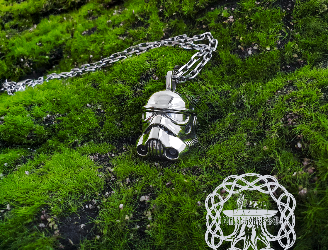 Handmade Sterling Silver Stormtrooper Pendant. Star Wars Necklace.
