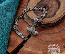 Sterling Silver Mammen Mjolnir Pendant. Handmade Viking Thor Hammer Necklace.