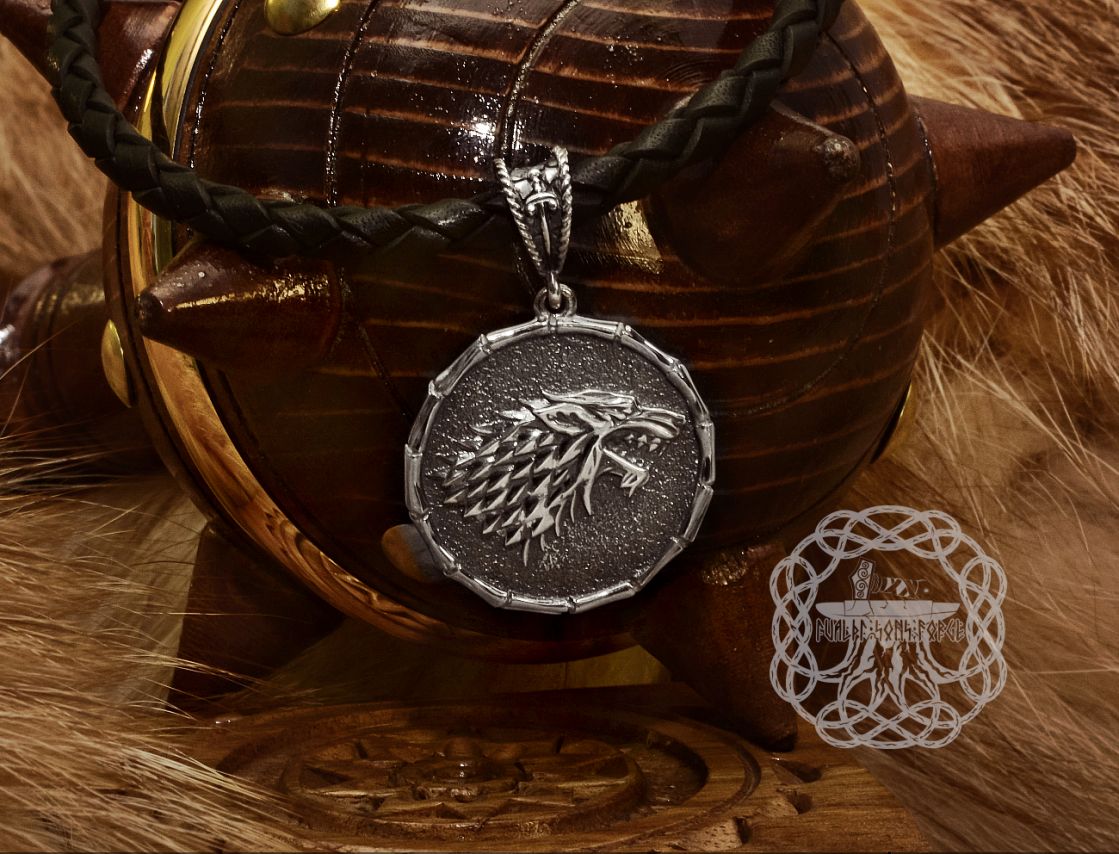House Stark Pendant, Winter is Coming, Direwolf Pendant, Game of Thrones Pendant, Winterfell.