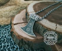 Norse Viking Axe Necklace. Sterling Silver Knot Design.