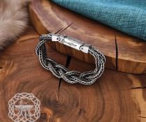 Handmade Sterling Silver Viking Bracelet. Featuring Mammen Style Cammin Casket Ornament.