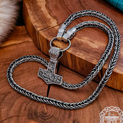Authentic Wolf Head Filigree Viking Necklace Replica from Gotland. Sterling Silver Norse Chain.