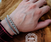 Sterling Silver Viking Bracelet. Handmade Double-Link Design.