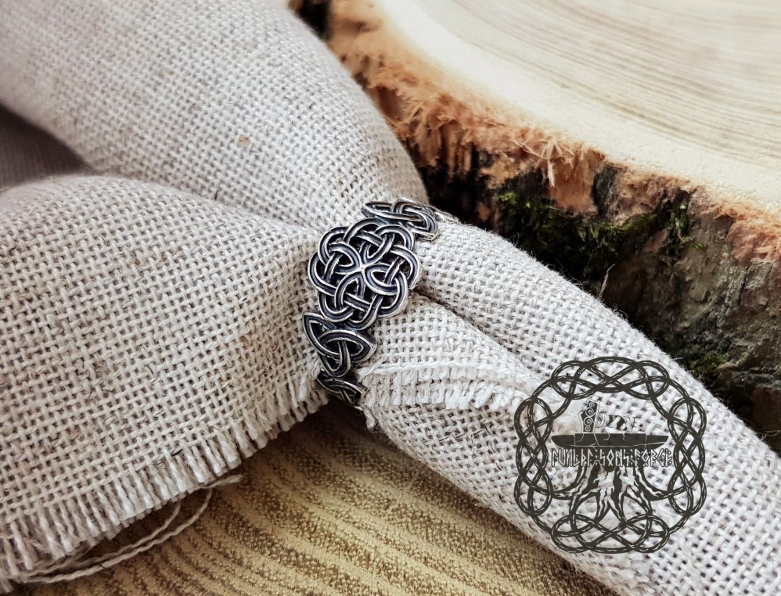 Handmade Sterling Silver Celtic Knot Ring. Triskele Artisan Design.