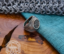 Sterling Silver Raven Banner Ring. Artisan Handmade Viking Design.